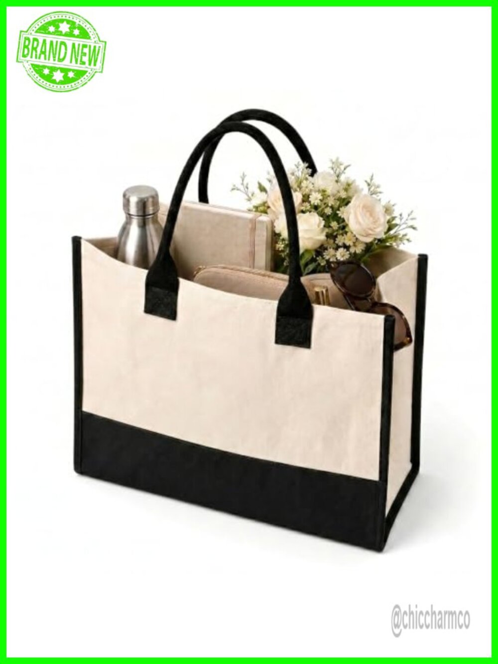 Salt Earth Cotton Canvas Tote Bag Monogram Beach Travel Work